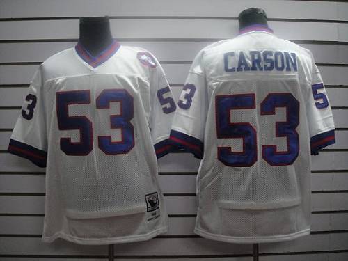 Mitchell and Ness Giants #53 Harry Carson White Stitched NFL Jersey