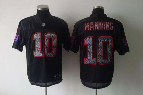 Sideline Black United Giants #10 Eli Manning Black Stitched NFL Jersey