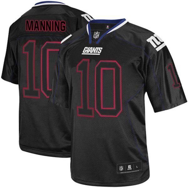Giants #10 Eli Manning Lights Out Black Stitched NFL Jersey