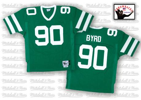 Mitchell and Ness Jets Dennis Byrd #90 Stitched Green NFL Jersey