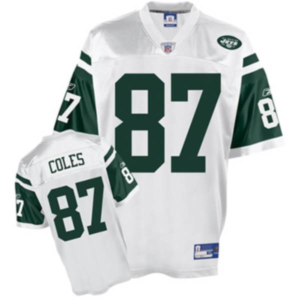 Jets Laveranues Coles #87 Green Stitched White NFL Jersey