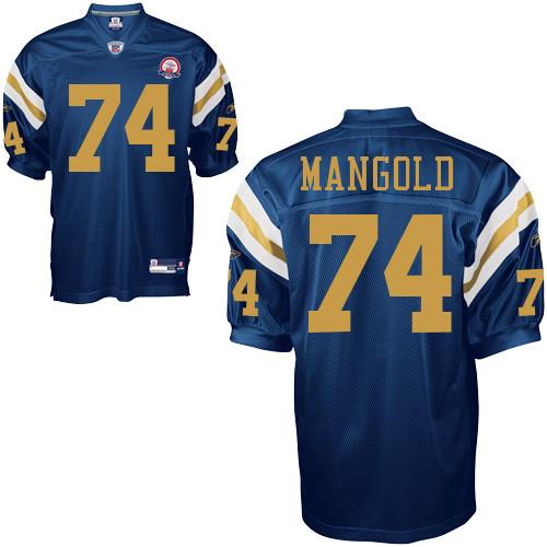 Jets #74 Nick Mangold Dark Blue With AFL 50TH Patch Stitched NFL Jersey