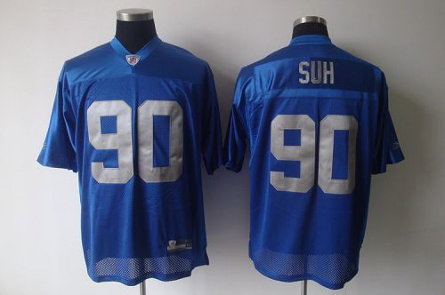Lions #90 Ndamukong Suh Blue Throwback Stitched NFL Jersey