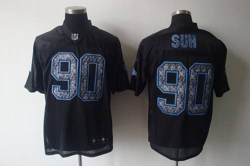 Sideline Black United Lions #90 Ndamukong Suh Black Stitched NFL Jersey