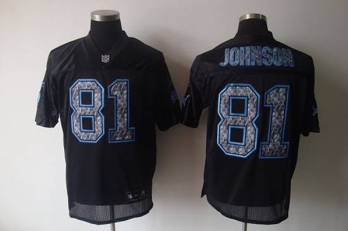 Sideline Black United Lions #81 Calvin Johnson Black Stitched NFL Jersey