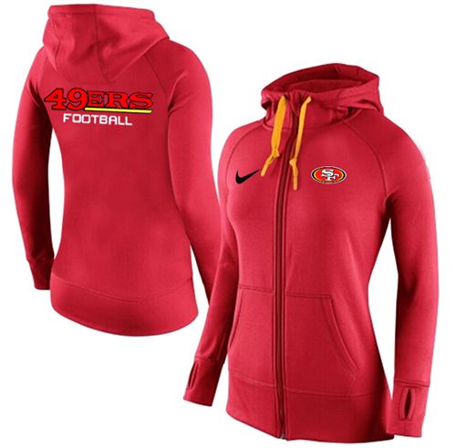 Women's  San Francisco 49ers Full Zip Performance Hoodie Red