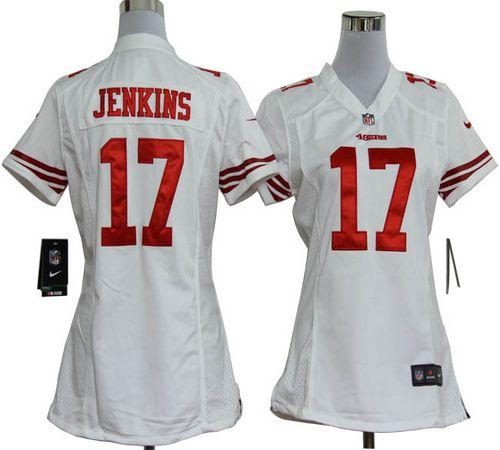 49ers #17 A.J. Jenkins White Women's Stitched NFL Elite Jersey