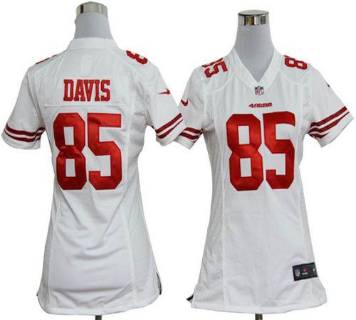  49ers #85 Vernon Davis White Women's Stitched NFL Elite Jersey