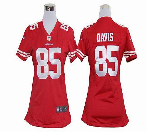  49ers #85 Vernon Davis Red Team Color Women's Stitched NFL Elite Jersey