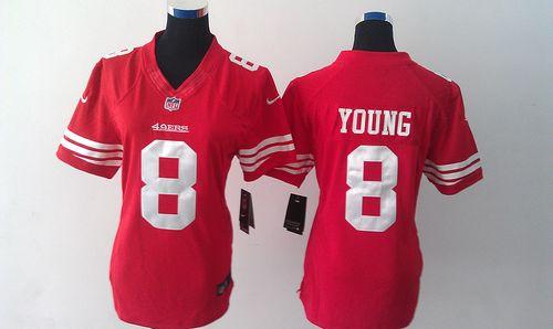  49ers #8 Steve Young Red Team Color Women's Stitched NFL Limited Jersey