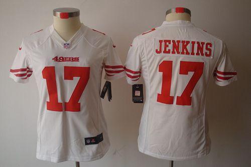  49ers #17 A.J. Jenkins White Women's Stitched NFL Limited Jersey
