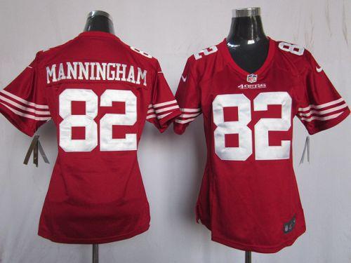  49ers #82 Mario Manningham Red Team Color Women's Stitched NFL Elite Jersey