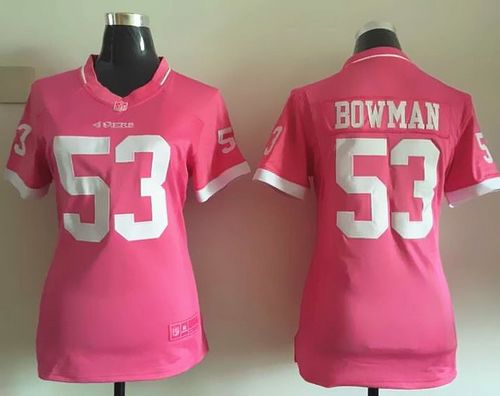  49ers #53 NaVorro Bowman Pink Women's Stitched NFL Elite Bubble Gum Jersey