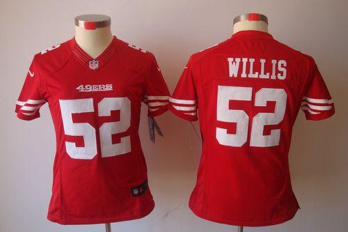 49ers #52 Patrick Willis Red Team Color Women's Stitched NFL Limited Jersey