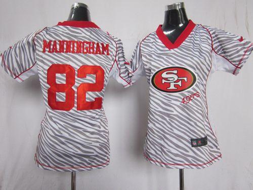  49ers #82 Mario Manningham Zebra Women's Stitched NFL Elite Jersey