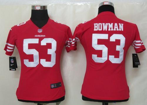  49ers #53 NaVorro Bowman Red Team Color Women's Stitched NFL Elite Jersey