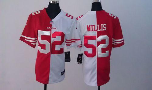  49ers #52 Patrick Willis Red/White Women's Stitched NFL Elite Split Jersey