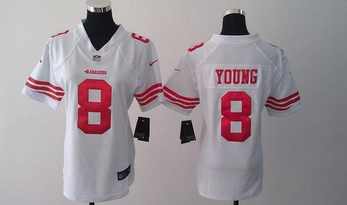  49ers #8 Steve Young White Women's Stitched NFL Elite Jersey