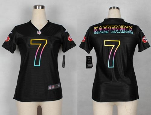  49ers #7 Colin Kaepernick Black Women's NFL Fashion Game Jersey
