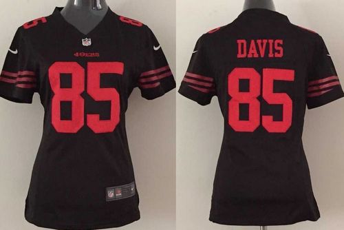  49ers #85 Vernon Davis Black Alternate Women's Stitched NFL Elite Jersey