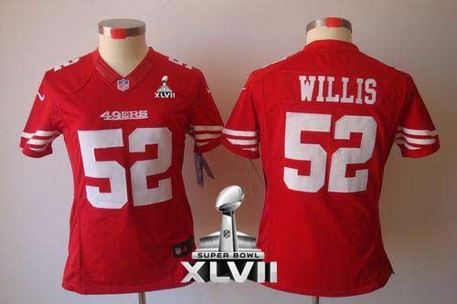  49ers #52 Patrick Willis Red Team Color Super Bowl XLVII Women's Stitched NFL Limited Jersey