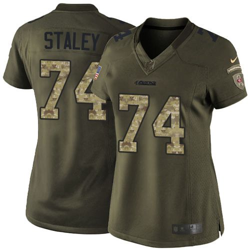  49ers #74 Joe Staley Green Women's Stitched NFL Limited Salute to Service Jersey