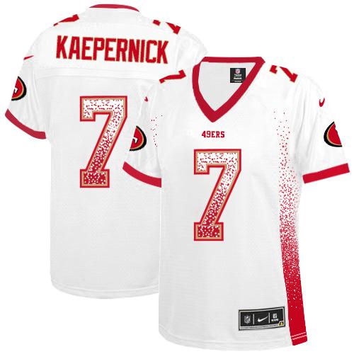  49ers #7 Colin Kaepernick White Women's Stitched NFL Elite Drift Fashion Jersey