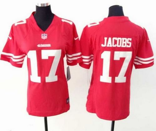  49ers #17 Chuck Jacobs Red Team Color Women's Stitched NFL Elite Jersey