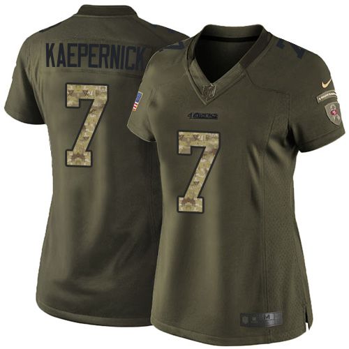  49ers #7 Colin Kaepernick Green Women's Stitched NFL Limited Salute to Service Jersey