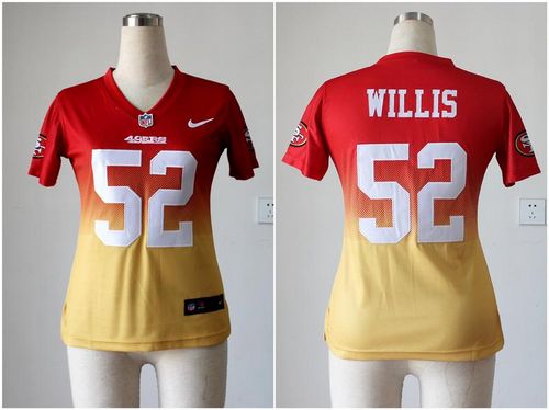  49ers #52 Patrick Willis Red/Gold Women's Stitched NFL Elite Fadeaway Fashion Jersey