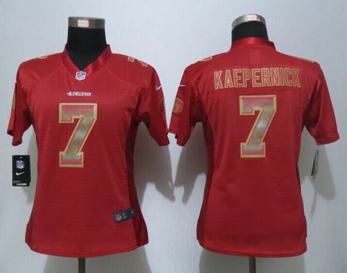  49ers #7 Colin Kaepernick Red Team Color Women's Stitched NFL Elite Strobe Jersey