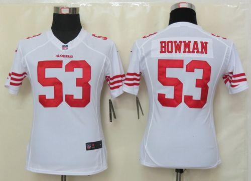  49ers #53 NaVorro Bowman White Women's Stitched NFL Elite Jersey