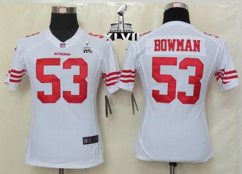  49ers #53 NaVorro Bowman White Super Bowl XLVII Women's Stitched NFL Elite Jersey