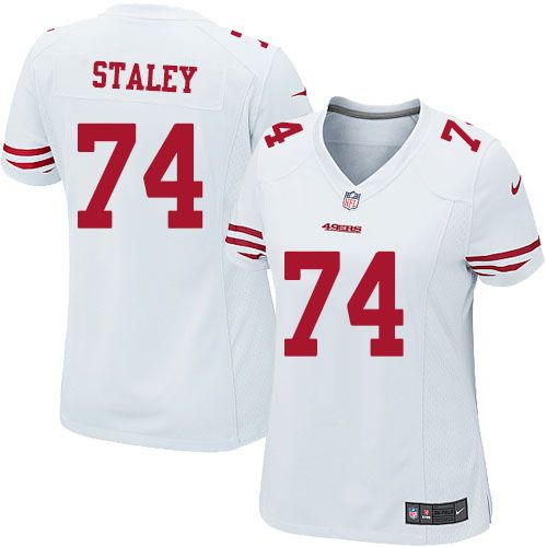  49ers #74 Joe Staley White Women's Stitched NFL Elite Jersey