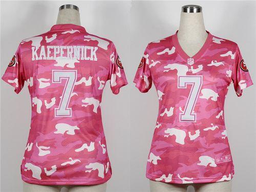  49ers #7 Colin Kaepernick Pink Women's Stitched NFL Elite Camo Fashion Jersey