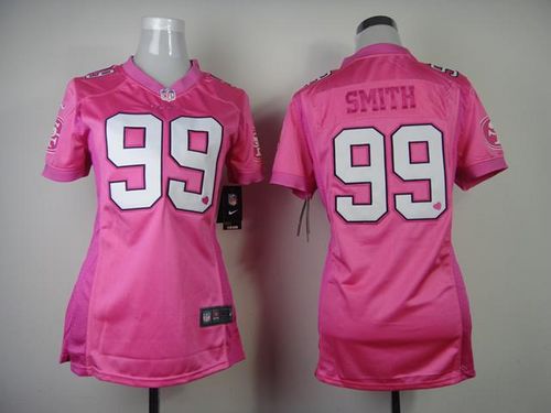  49ers #99 Aldon Smith Pink Women's Be Luv'd Stitched NFL New Elite Jersey