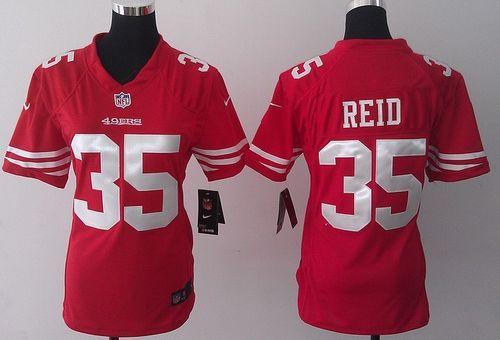  49ers #35 Eric Reid Red Team Color Women's Stitched NFL Elite Jersey