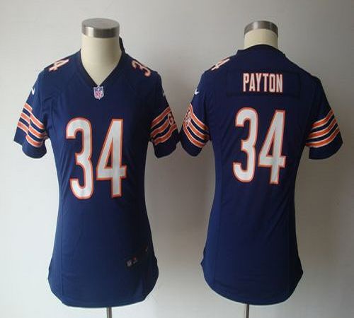  Bears #34 Walter Payton Navy Blue Team Color Women's NFL Game Jersey