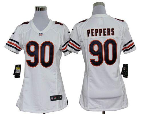  Bears #90 Julius Peppers White Women's Stitched NFL Elite Jersey