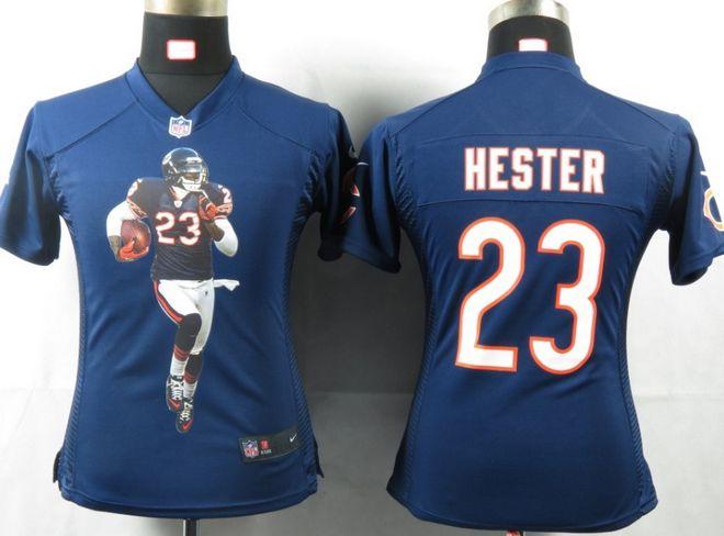  Bears #23 Devin Hester Navy Blue Team Color Women's Portrait Fashion NFL Game Jersey