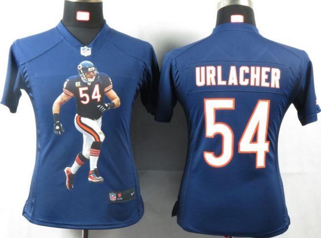  Bears #54 Brian Urlacher Navy Blue Team Color Women's Portrait Fashion NFL Game Jersey