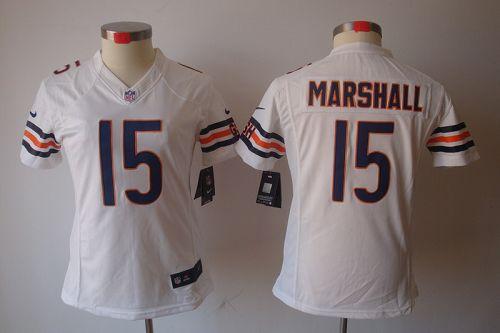  Bears #15 Brandon Marshall White Women's Stitched NFL Limited Jersey