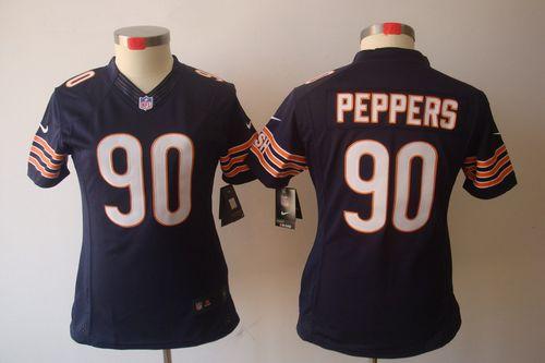  Bears #90 Julius Peppers Navy Blue Team Color Women's Stitched NFL Limited Jersey