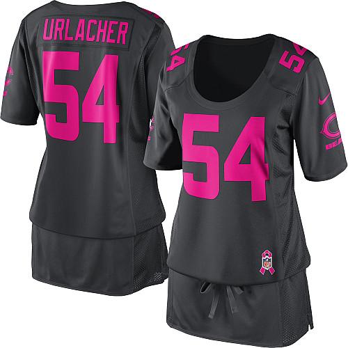  Bears #54 Brian Urlacher Dark Grey Women's Breast Cancer Awareness Stitched NFL Elite Jersey