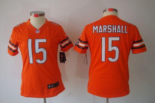  Bears #15 Brandon Marshall Orange Alternate Women's Stitched NFL Limited Jersey