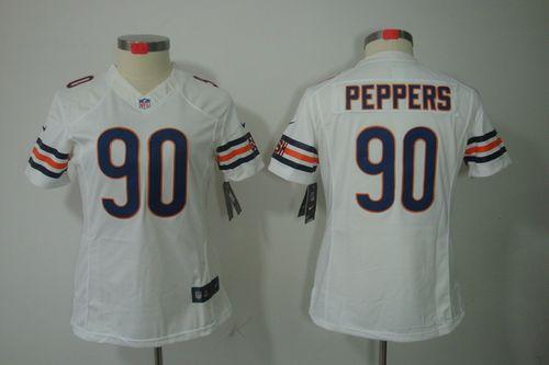  Bears #90 Julius Peppers White Women's Stitched NFL Limited Jersey