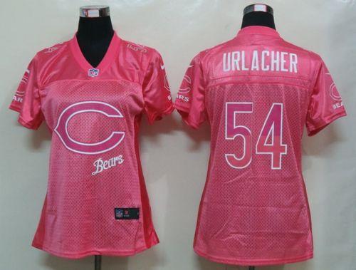  Bears #54 Brian Urlacher Pink Women's Fem Fan NFL Game Jersey
