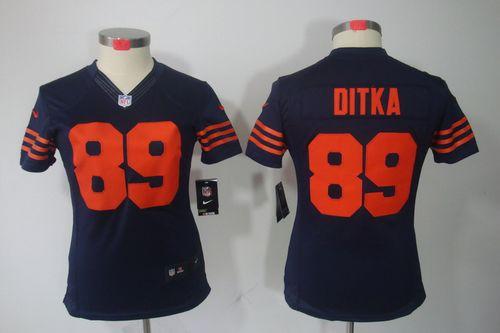  Bears #89 Mike Ditka Navy Blue Women's 1940s Throwback Stitched NFL Limited Jersey