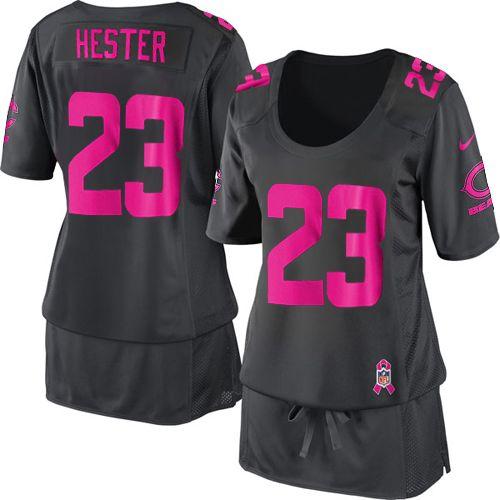  Bears #23 Devin Hester Dark Grey Women's Breast Cancer Awareness Stitched NFL Elite Jersey