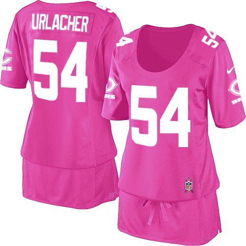  Bears #54 Brian Urlacher Pink Women's Breast Cancer Awareness Stitched NFL Elite Jersey